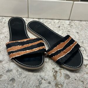 J.Crew animal print fur slides